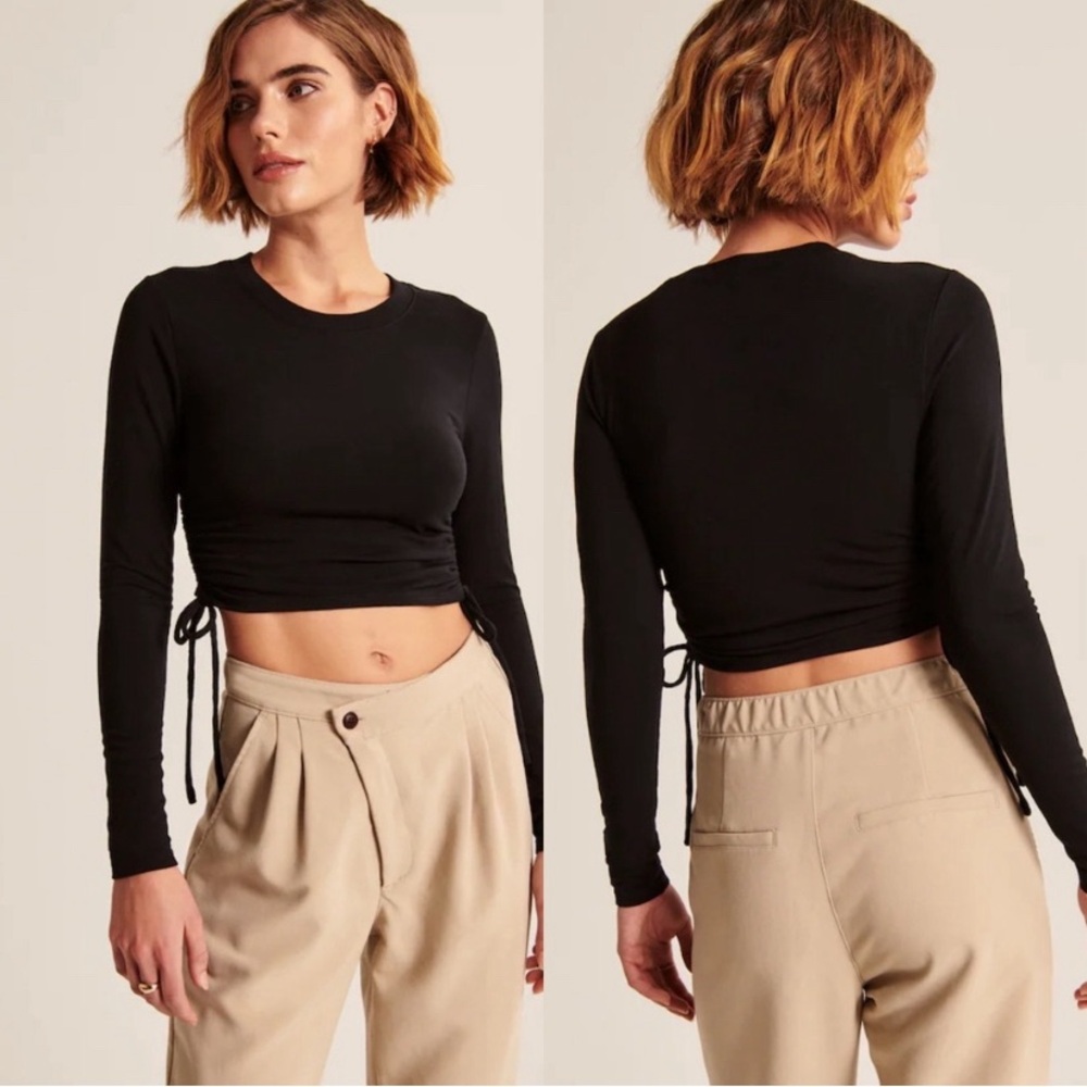 Abercrombie & Fitch Long Sleeve Luxe Cozy Cinched Top, S